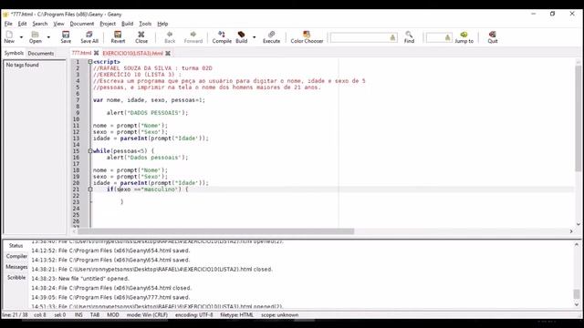 Exercício 10 (Lista 3) - Lógica de Programação смотреть онлайн