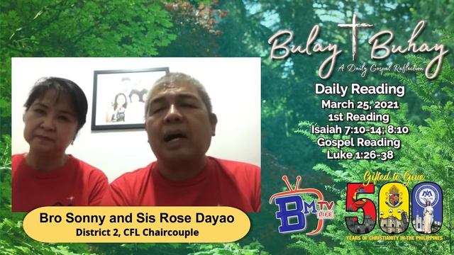 #BulayBuhay - March 25 Reflection by Bro Sonny and Sis Rose Dayao #DailyGospel #Dailylives смотреть онлайн