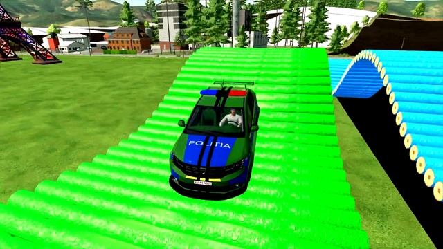 COLORED CARS! TRANSPORTATION OF COLORED POLICE CARS DACIA LOGAN ON A COLORED TRUCK. FS22 смотреть онлайн