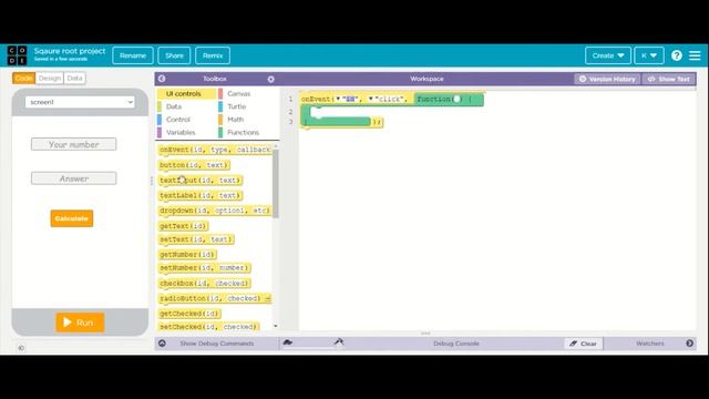 Square root calculator in code.org смотреть онлайн
