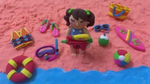 Поделки из пластилина - как сделать миниатюрный пляжный домик из пластилина -  летние пляжные принад