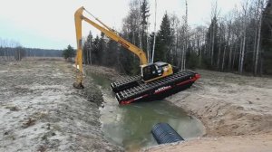 Понтоны Свампкинг на обычный экскаватор для болота и воды!