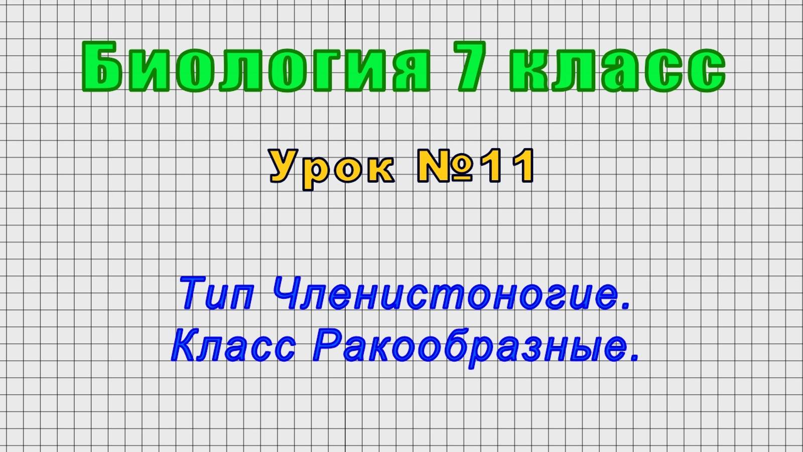 Биология 7 класс (Урок№11 - Тип Членистоногие. Класс Ракообразные.) смотреть онлайн