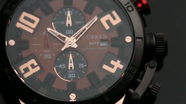 Curren 8312 Watches Men Chronograph Sport Leather Strap Military Quartz Curren Watches смотреть онлайн