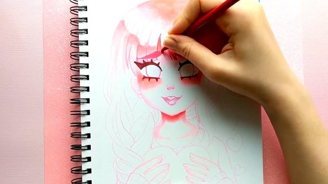 ♡ USING ONLY PINK ART SUPPLIES || Valentine's Day Art! ♡ смотреть онлайн