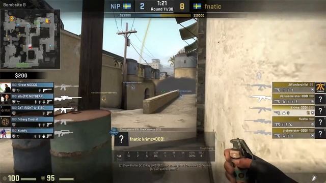 CSGO: POV fnatic Krimz vs NiP (21/9) dust2 @ FACEIT League 2015 Stage 3 Finals смотреть онлайн