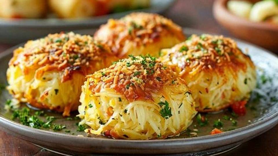 Рулетики из тертого картофеля с курицей в духовке. Очень красивые и аппетитные рулетики .