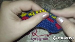 22.МК# " СВЕТОФОР " Вяжем яркие следочки из остатков пряжи#с веерами на двух спицах без швов#