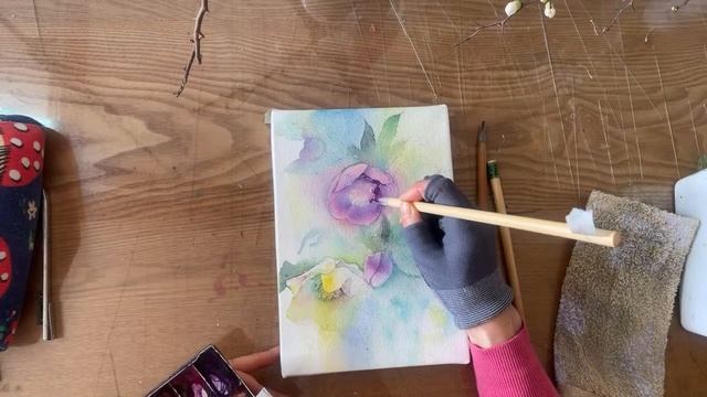 クリスマスローズを描きます♪ смотреть онлайн
