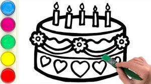 Рисуем торт на День рождения своими руками. Идея для открытки