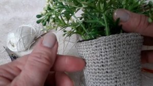 Как обвязать цветочный горшок крючком. Кашпо. Мастер-класс.