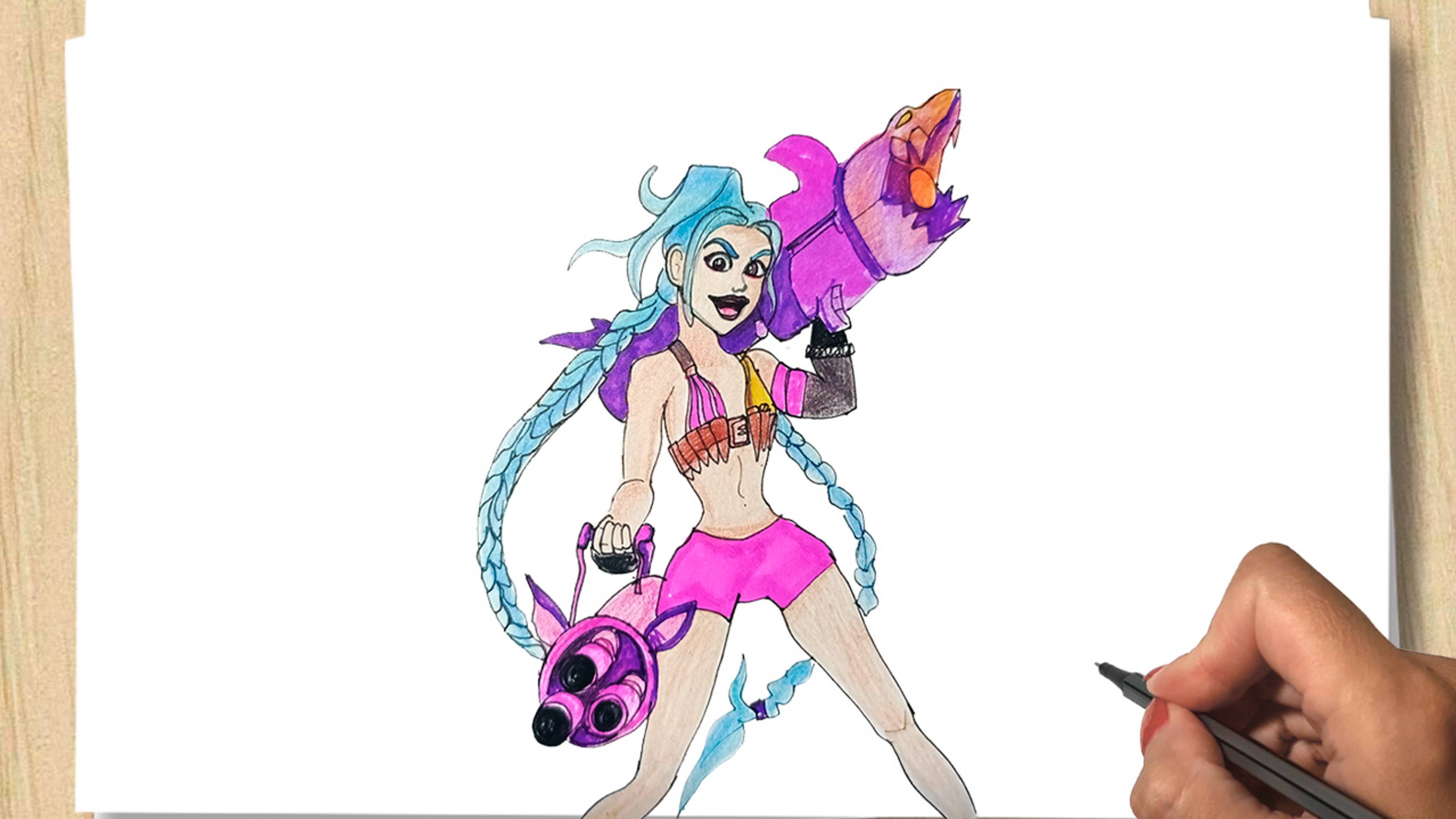Как нарисовать Джинс из Аркейн / How to draw Jinx / Arcane Рисуем девушку смотреть онлайн