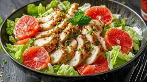 Хрустящий салат с курицей и грейпфрутом. Очень необычная заправка для салата