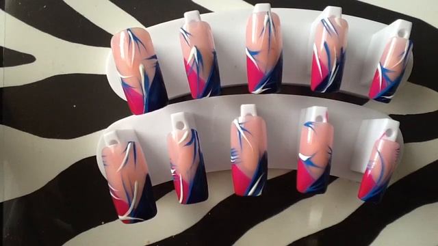 Easy Blue Pink Abstract Nail Art 040 Press On Nails Square смотреть онлайн