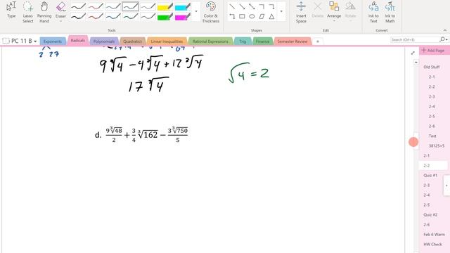 Sept 16 Block B Adding and Subtracting Radicals смотреть онлайн