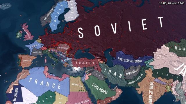 WW2 but with Modern Day borders | 1936-1947 HOI4 Timelapse смотреть онлайн