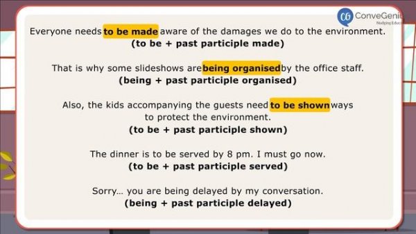 Verb + ing or to infinitive passive forms