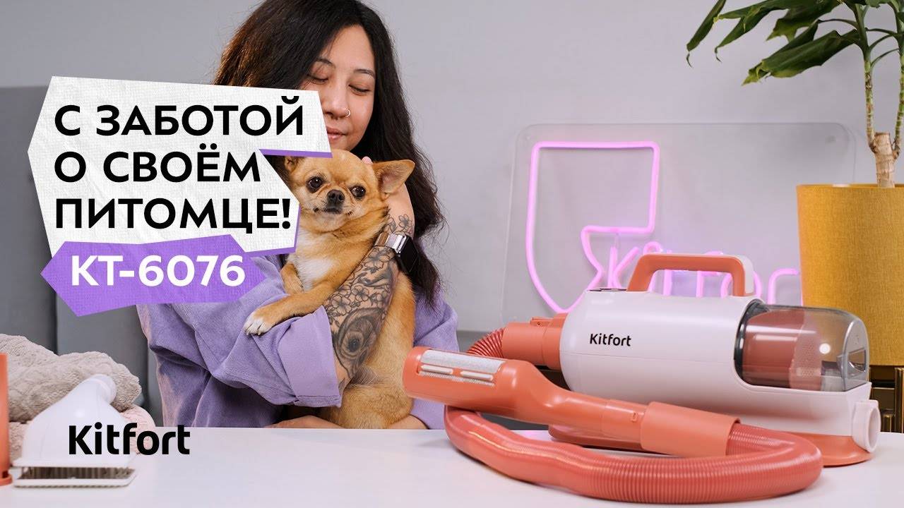 Фен-пылесос для животных Kitfort КТ-6076 смотреть онлайн