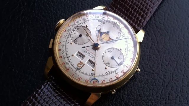 Richard Triple Date Calendar Moon phase Chronograph Valjoux 88 Vintage watch смотреть онлайн