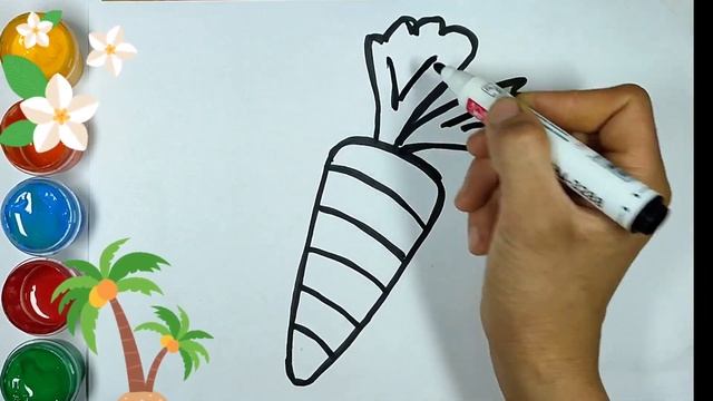 how to draw carrots for children\bolalar uchun sabzi rasm chizish\как нарисовать морковь для детей смотреть онлайн