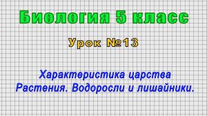 Биология 5 класс (Урок№13 - Характеристика царства Растения. Водоросли и лишайники.)