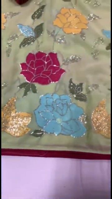 Faux georgette saree with phantom blouse multi colour polka dot embroidery - 1800 Rs смотреть онлайн