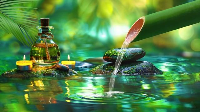 Healing Bamboo Water Fountain 24/7, Relaxing Music, Nature Sounds, Meditation Music With Water Soun смотреть онлайн