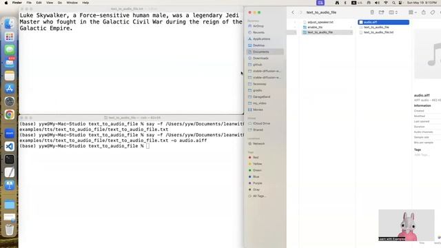 Mac OS: text file to audio file (*.aiff,m4a,mp3) смотреть онлайн