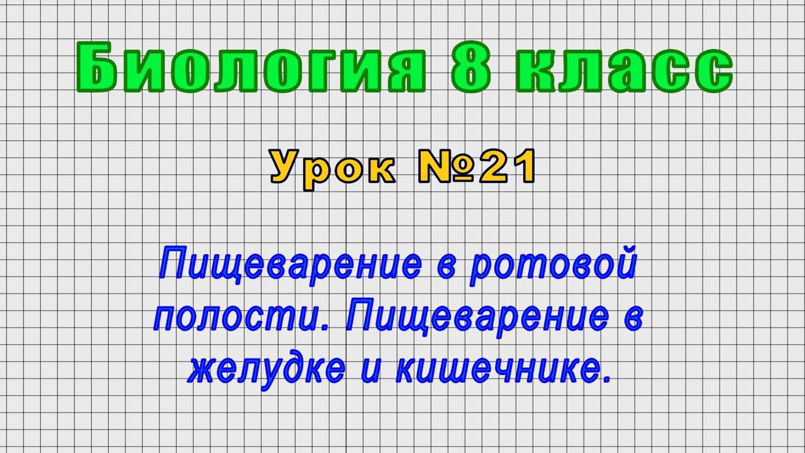 Биология 8 класс (Урок№21 - Пищеварение в ротовой полости. Пищеварение в желудке и кишечнике.) смотреть онлайн