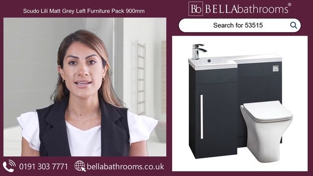 Scudo Lili Matt Grey Left Furniture Pack 900mm - Available at Bella Bathrooms смотреть онлайн