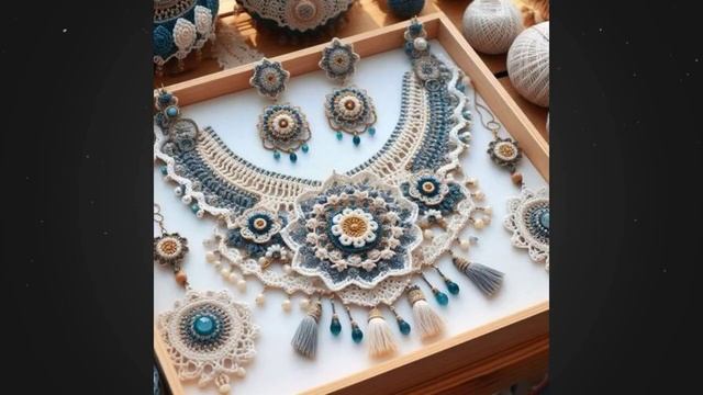прикраси на шию з ниток.\ Украшения из ниток\Crochet thread decoration. смотреть онлайн