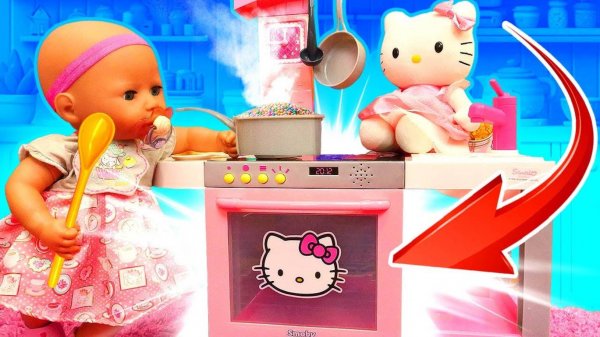 Кукла Беби Бон Анабель — собираем плиту и готовим хлопья!