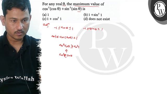 For any real \( \theta \), the maximum value of \( \cos ^{2}(\cos \theta)+\sin ^{2}(\sin \theta)... смотреть онлайн