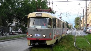 Трамвай Екатеринбурга Tatra T3SU СМЕ борт. №347/348 следует по маршруту №10