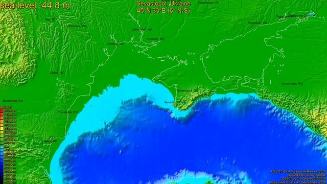 Sevastopol, Ukraine, (z+c) sea level rise -135 - 65 m смотреть онлайн