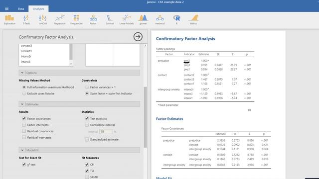 Confirmatory factor analysis capabilities in Jamovi (open source program) смотреть онлайн