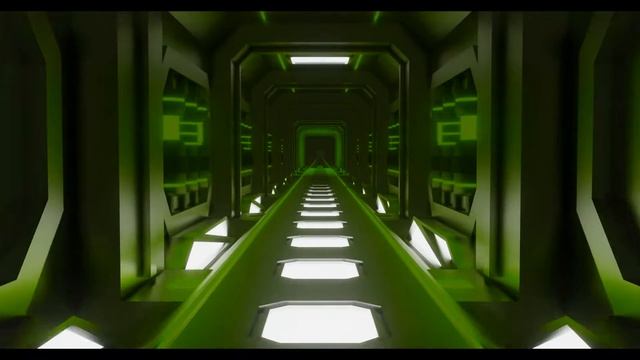 Endless tunnel on a ship in green light, Бесконечный туннель на корабле в зеленом свете смотреть онлайн