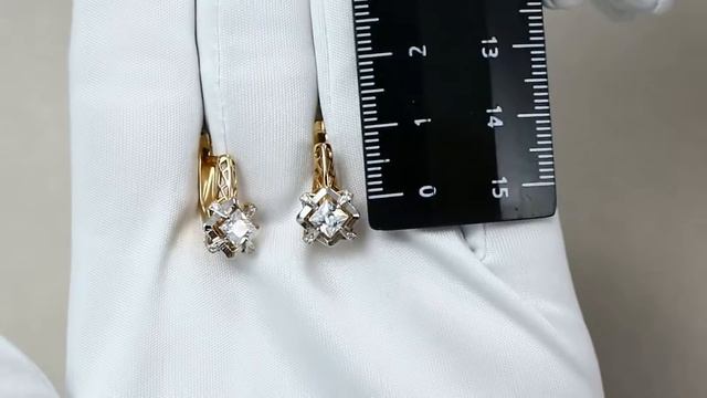 Золотые серьги Золотые узоры с цирконом 02-7270 смотреть онлайн