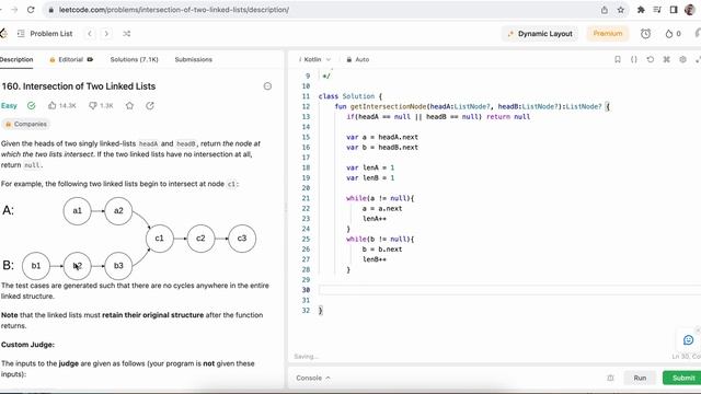 LeetCode - Пересечение двух списков. Intersection of Two Linked Lists смотреть онлайн