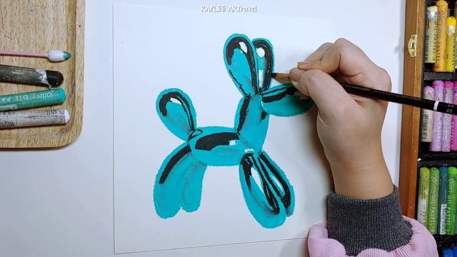 How to Paint a Dog Balloon Animal with Oil pastel #68 Step by Step _ Relaxing Drawing смотреть онлайн