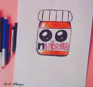 Рисую баночку шоколадной пасты Нутелла!🥰