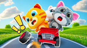 Говорящий Том и его сломанная машина!   Животные в видео для малышей про машинки