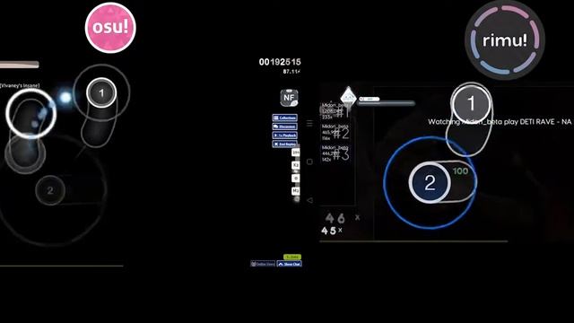 Osu! vs Rimu![beta] side by side. смотреть онлайн
