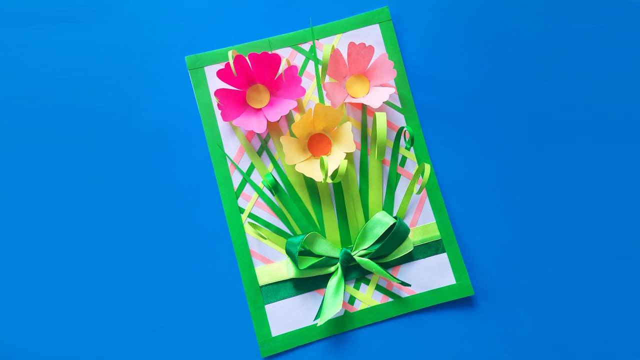 Нежная открытка на день рождения или 8 марта своими руками смотреть онлайн