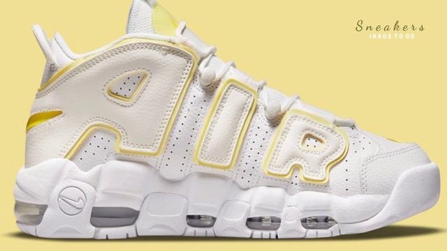 LIGHT CITRON 2021 Nike Air More Uptempo DETAILED LOOK смотреть онлайн