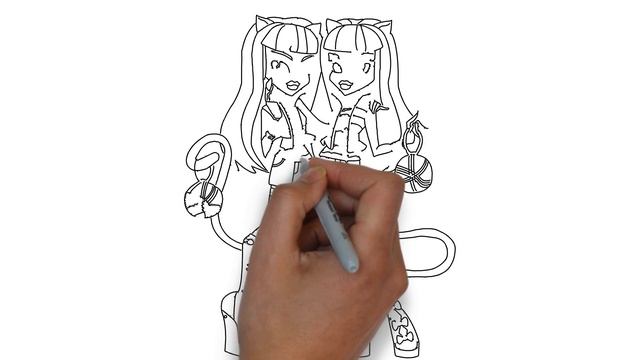 How to Draw Monster High Werecat Twins Step by Step Video Tutorial смотреть онлайн