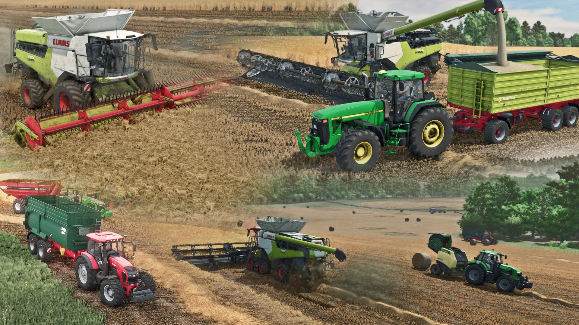 FS25 / Карта Zielonka / Уборка ячменя Claas Lexion 8900/6900, RSM 161, John Deere 8R/8410, МТЗ 2022 смотреть онлайн