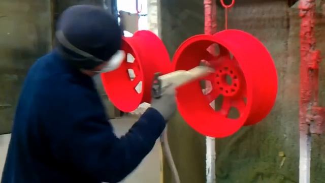 Powder Coating wheels like a BOSS Ral 3020 with pearlscent laquer смотреть онлайн