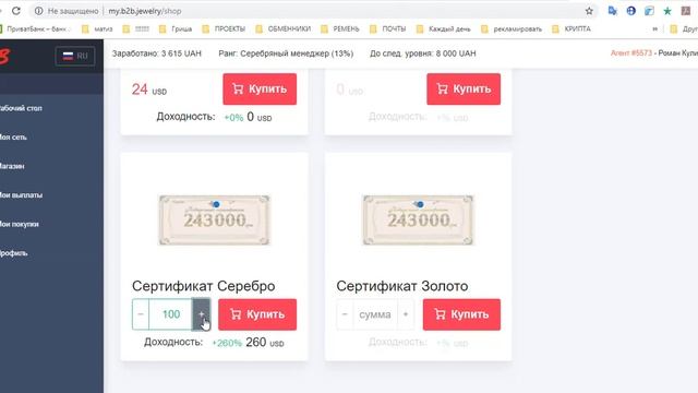Регистрация и покупки Проект В2В, ювелирный бизнес смотреть онлайн