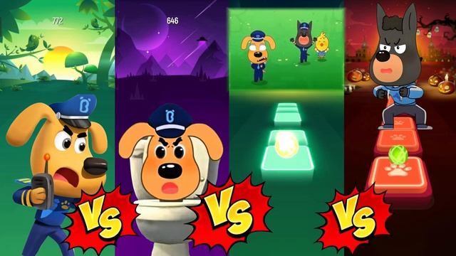 Sheriff Labrador Team 🆚 Sheriff Labrador Exe Team | Tiles Hop EDM Rush Who Is Your Favourite?